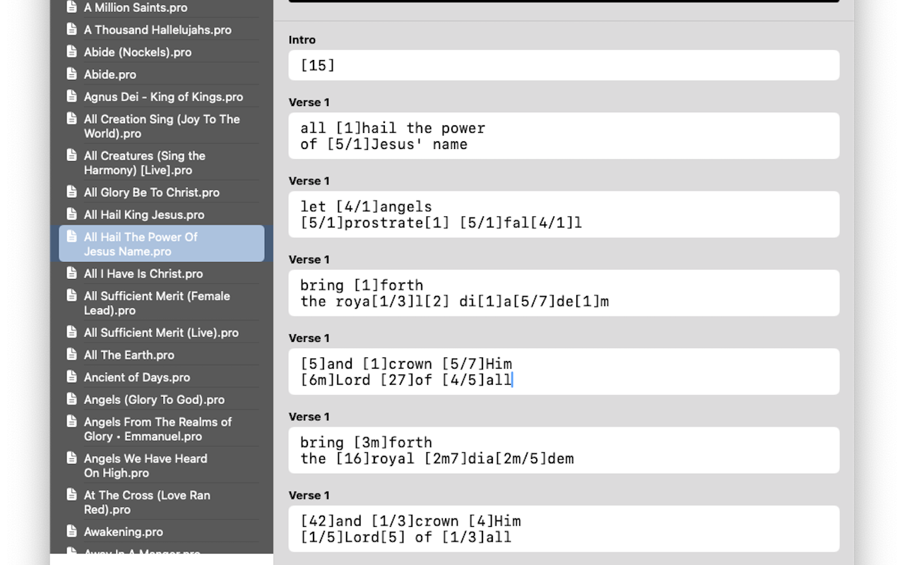 ChordProEditor Interface